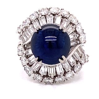 Art Deco Platinum Sapphire Diamond Chevalier Ring