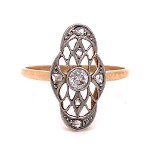 Art Nouveau 18k & Platinum Diamond Ring