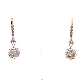 1920â€™s Platinum Diamond Rosetta Earrings