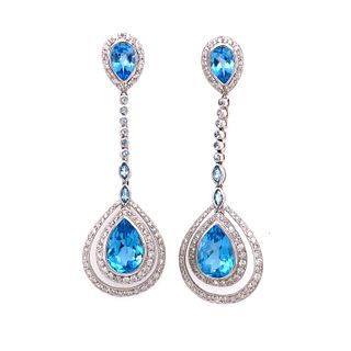 18k Topaz Diamond Drop Earrings