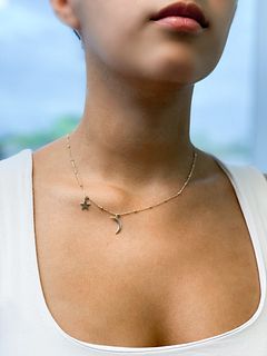 14k Star & Moon Necklace