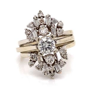 Art Deco 14k 2 in 1 Diamond Engagement Ring