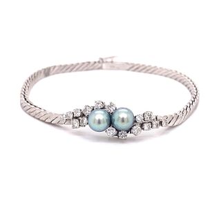 18k Diamond Pearl Bracelet