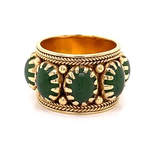 Victorian Indian 14k Eternity Jade Green Ring