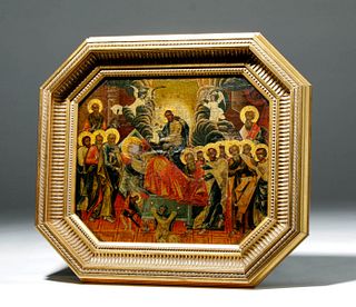19th C. Russian Icon - Dormition, Holy Theotokos