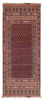 ANTIQUE SOUTH CAUCASIAN KILIM - No reserve. 12 ft 4 in x 5 ft 3 in ( 3.75m x 1.60m)