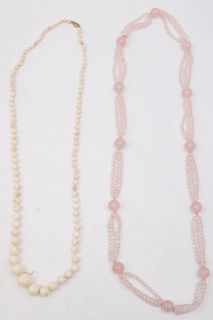  Angel Skin Coral Graduated Beaded Necklace 