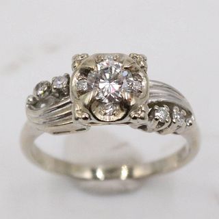 14k White and Yellow Diamond Ring Gold 