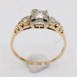 Vintage 14K White and Yellow Gold Diamond Ring 
