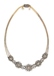 A Silver Topped 18 Karat Gold and Diamond Necklace, Circa 1875, 19.30 dwts.