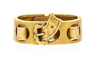 * A Victorian 15 Karat Yellow Gold Scarf Ring, 3.80 dwts.