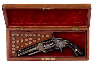 Cased NY Engraved and Gold-Inlaid S&W Model 1-1/2 First Issue, aka Model 1 1/2 Old Model 
