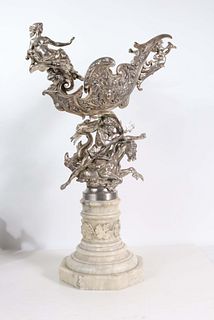 Silver Plated Compote with Classical Figures 