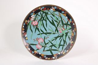 Polychrome Brass-Inlaid Cloisonne Charger