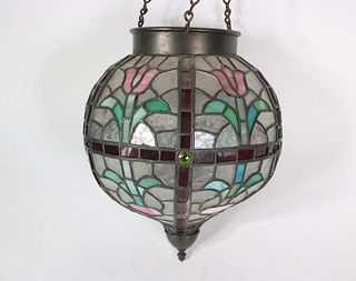 Geometric Stained Glass Hanging Hall Lantern 