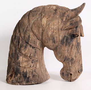 Carved Wood Carousel Horse Head