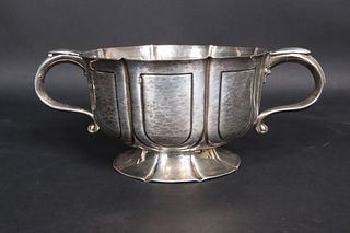 English Sliver Hand Hammered Double Handled Bowl