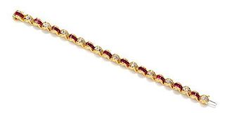 An 18 Karat Yellow Gold, Ruby and Diamond Bracelet, Krypell, 38.40 dwts.