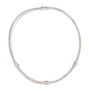 * An 18 Karat White Gold and Diamond Woven Necklace, Roberto Coin, 21.97 dwts.