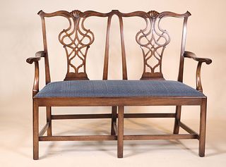George III Style Mahogany Double-Chairback Settee