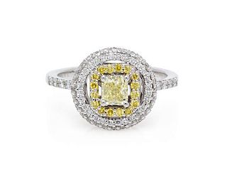 An 18 Karat White Gold, Colored Diamond and Diamond Ring, Le Vian, 3.10 dwts.