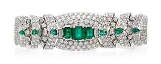A Platinum, Emerald and Diamond Bracelet, 32.70 dwts.