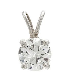 A White Gold and Diamond Solitaire Pendant, 0.60 dwts.