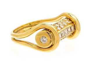 * A Yellow Gold and Diamond Ring, 5.50 dwts.
