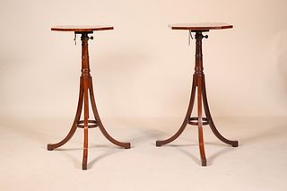 Pair of George III Inlaid Adjustable Tripod Tables