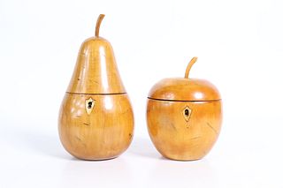 Two British Fruitwood Fruit-Form Tea Caddies