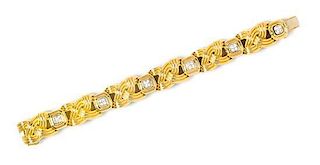 * An 18 Karat Yellow Gold, Platinum and Diamond Bracelet, Chaavae, 55.50 dwts.