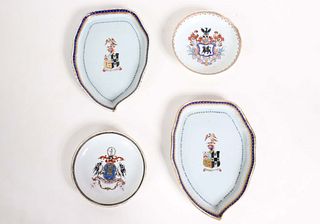 Four Chinese Export Porcelain Armorial Tablewares