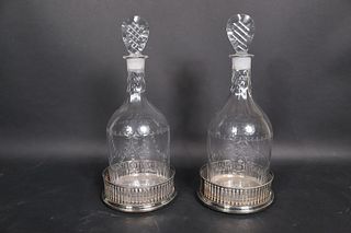 Pair of Large Anglo-Irish Cut Decanters