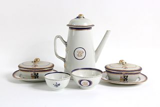 Five Chinese Export Armorial Porcelain Tea Items