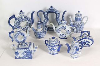 Ten Contemporary Blue and White Teapots