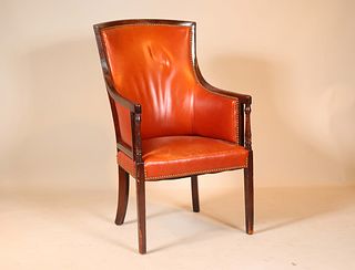 George III Leather-Upholstered Mahogany Bergere