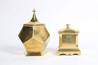 Two Georgian Brass Tobacco Boxes