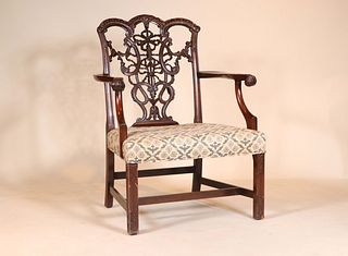 George III Style Mahogany Ribbon-Back Armchair