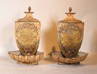 Pair of Tole and Gilt-Lead Lavabos