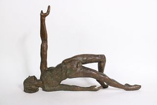 Victor Salmones Cast Bronze Reclining Male Figure