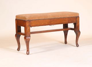 George II Style Upholstered Walnut Bench