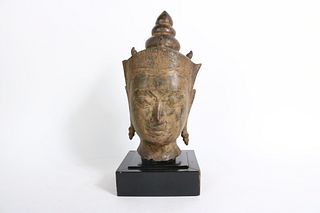 Thai Gilt Bronze Buddha Head, Ayutthaya Period