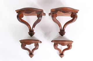 Two Pairs of Victorian Oak Hanging Shelves