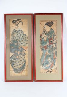 Two Japanese Woodblock Prints of Geishas