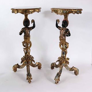 Two Blackamoor Giltwood Occasional Tables