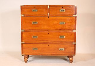 Victorian Two-Part Mahogany Campaign Chest