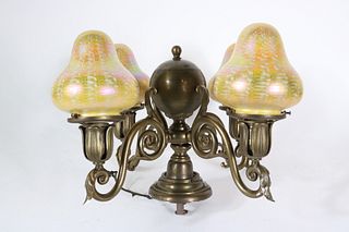 Arts and Crafts Brass Four-Light Chandelier