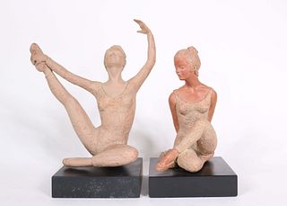 Two Peggy Mach Terracotta Figures of Ballerinas