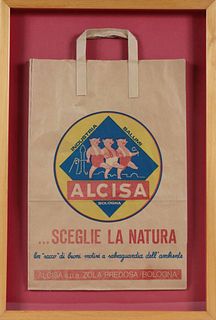 Framed Paper Bag from an Italian Market in German