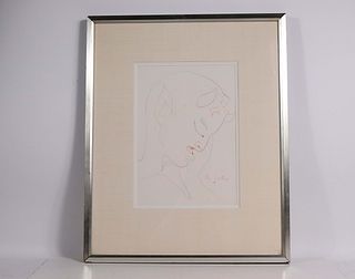 Jean Cocteau, Satyr Head in Profile Drawing